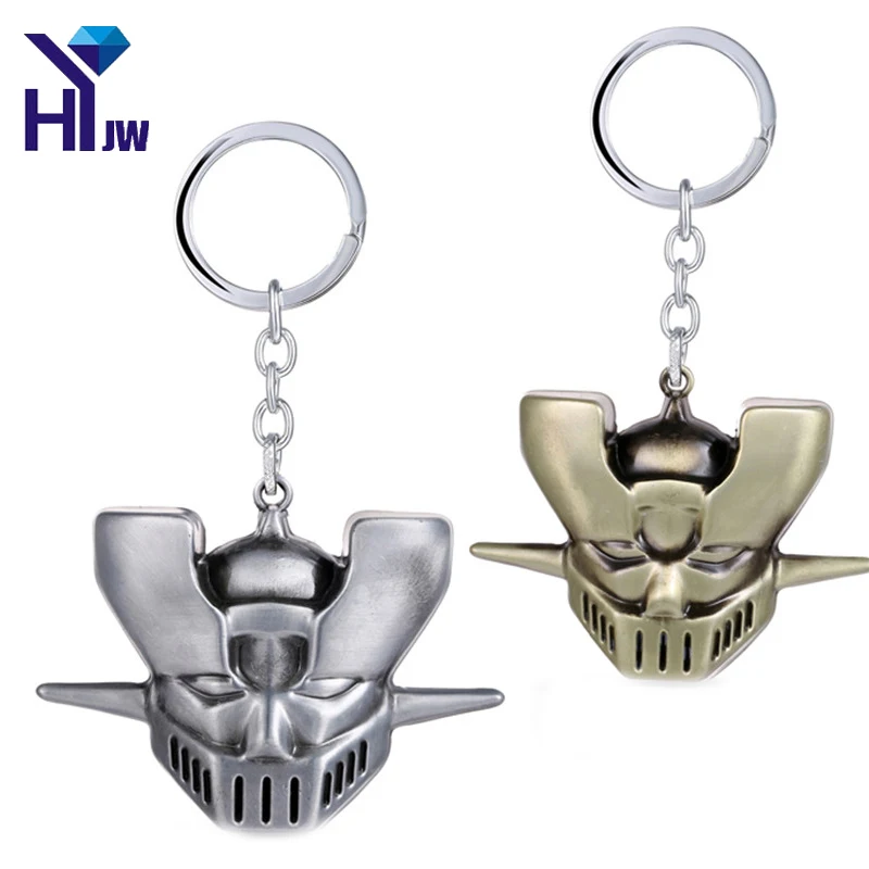 

HEYu Fashion Anime Jewelry Mazinger Z Head Portrait Mask Key Chain Alloy Metal Key Ring For Chaveiros Cosplay Porte Clef Gift