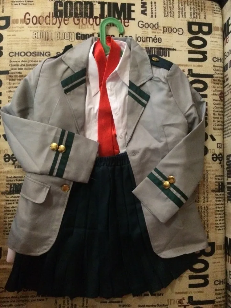 Boku no hero academia Косплей куртка брюки юбка парик tsuyu мой герой очако урарака костюм