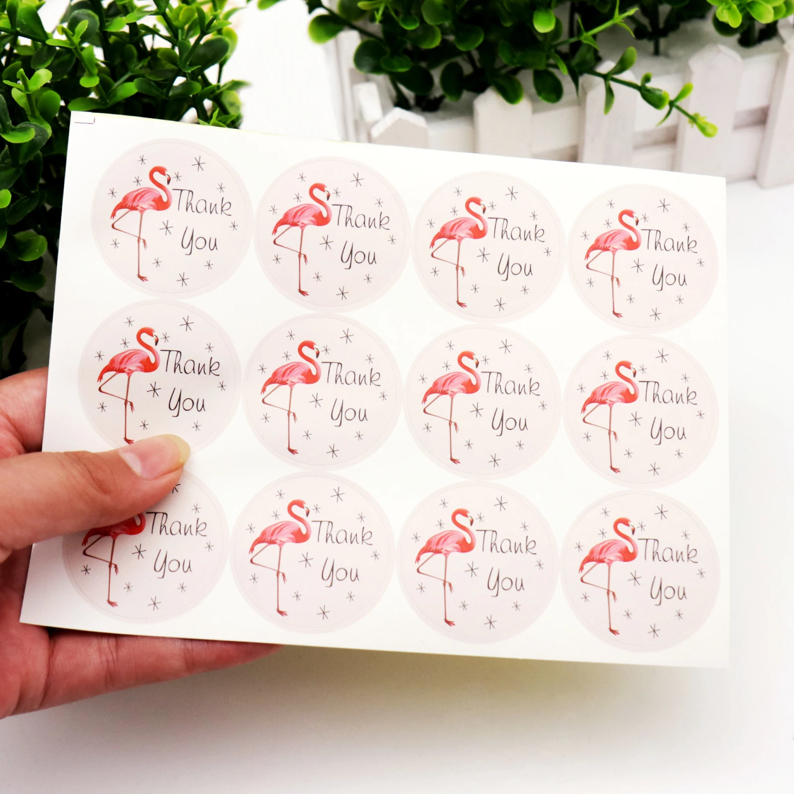 

120pcs/lot Flamingo Round Thank You Series Seal Sticker DIY Note Gift Package Labels for Baking Product DIY Decoration Sticker