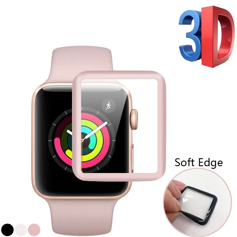 

For iWatch Screen Protector Film Full Cover 3D Curved Soft Edge Tempered Glass For Apple Watch 42mm 38mm 42mm 40mm Series 3/2/1