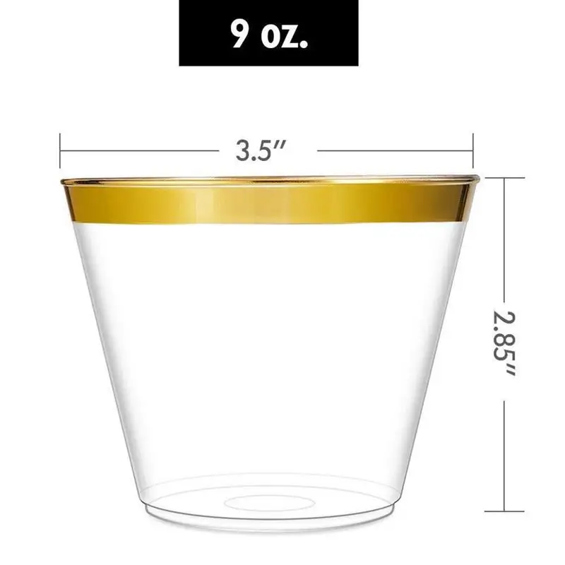100 шт золотой цвет Свадебная вечеринка одноразовые пластиковые стаканы сок чашки DIY для украшения детского душа Детские принадлежности для дня рождения свадьбы