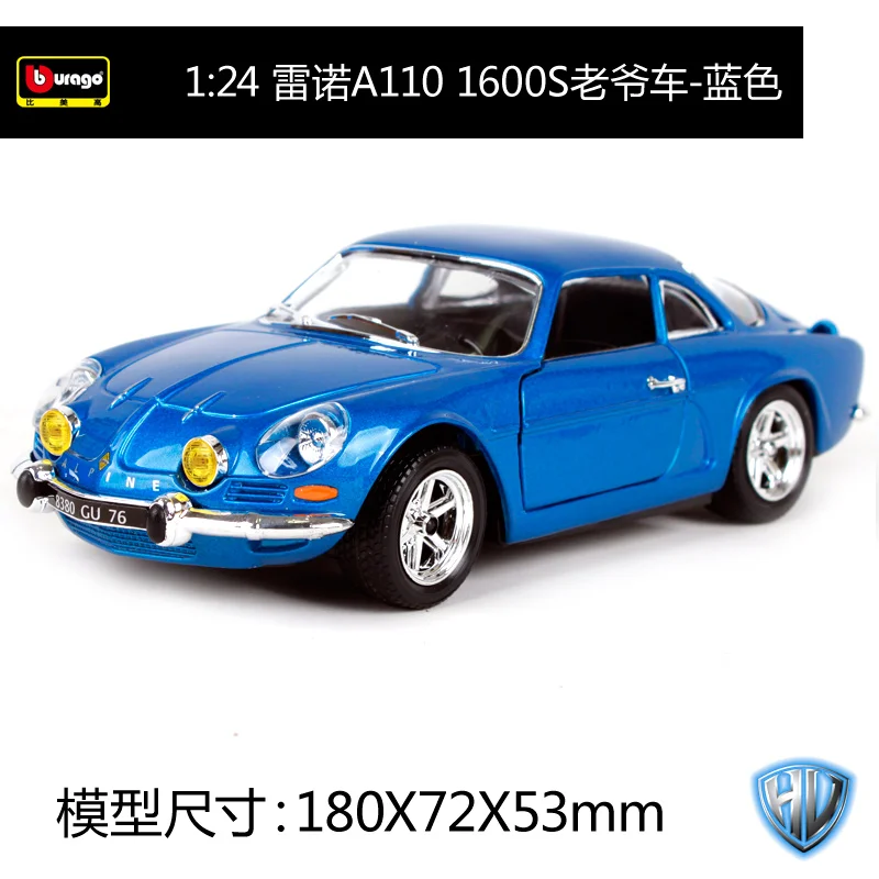 Bburago 1:24 ALPINE RENAULT A110 1600S синяя литая под давлением модель автомобиля игрушка Новинка в коробке 22093 - Цвет: 22093