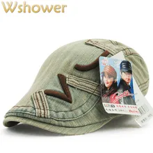 На лето и весну вышивка джинсовые Берет Hat Casquette Кепки хлопок Шапки для Для мужчин и Для женщин Кепки для женщин Защита от Солнца шляпа Gorras planas без каблука Кепки S