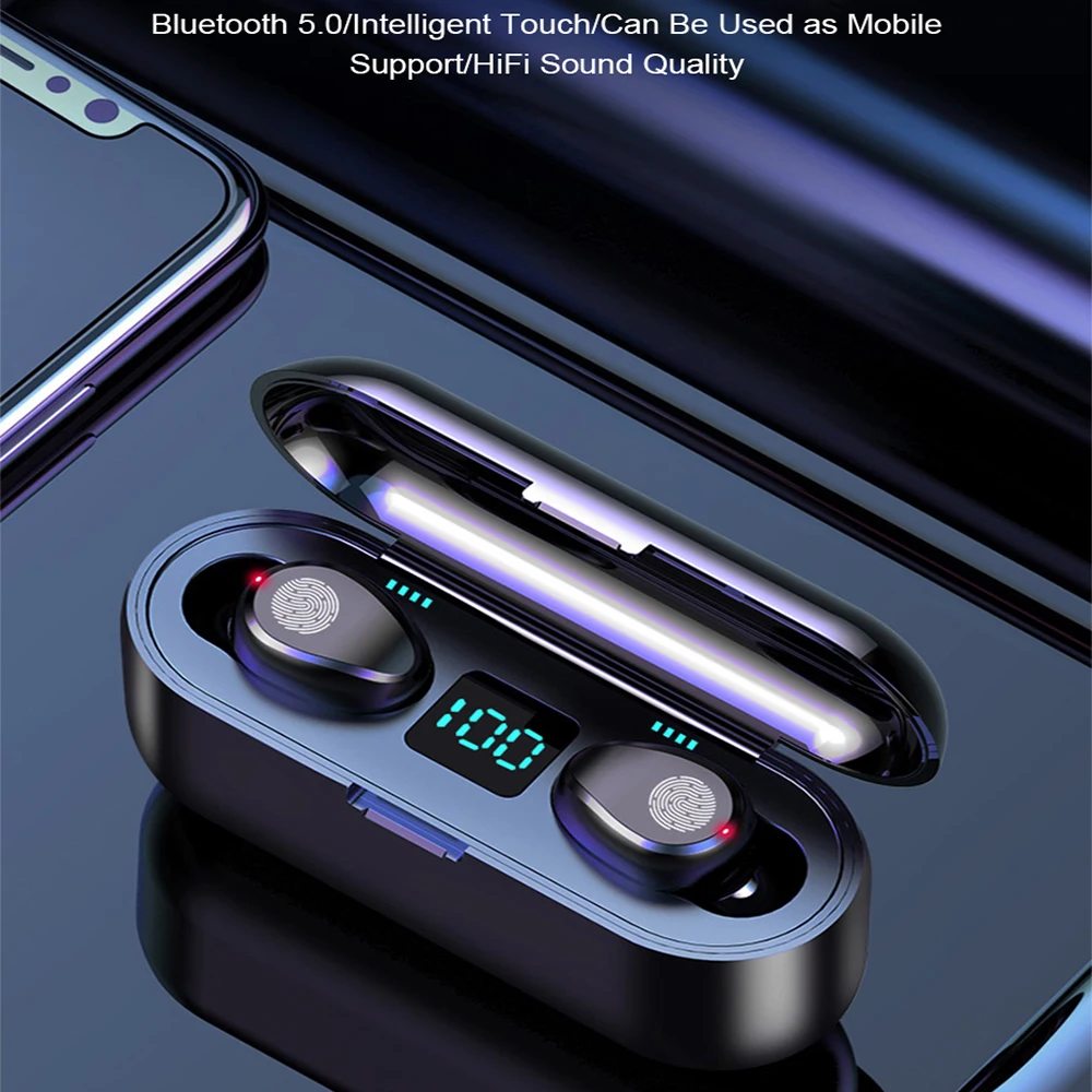 

LED Display Wireless Bluetooth Earphone 5.0 TWS 8D Stereo Bluetooth Earbuds 2000mA Power Bank for IPhone Xs/Xs Max/XR/X /8