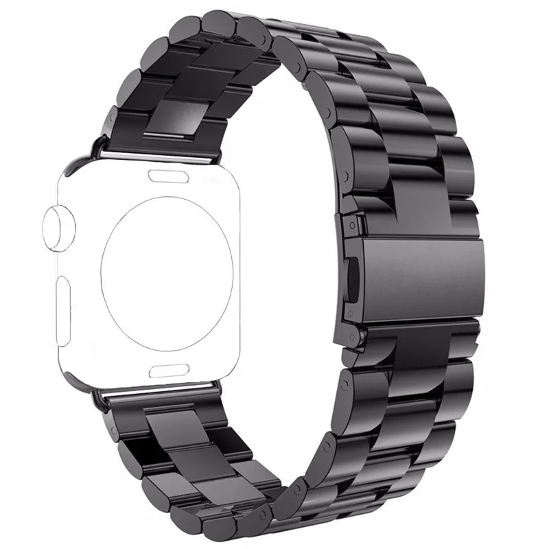 Нержавеющая сталь ремешок переходник для iwatch Apple Watch серии 3 1 2 38 мм 42 мм браслет на запястье Ссылка ремень браслет Цвета: черный, золотистый, серебристый - Цвет ремешка: black