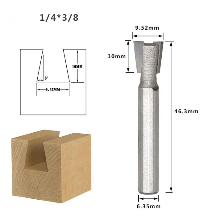 1 шт. 6,35/12,7 мм 1/" 1/2" хвостовик ласточкин хвост фрезы по дереву фрезы Вольфрам 2 Флейта Деревообрабатывающие инструменты фрезы для дерева - Длина режущей кромки: NO 1