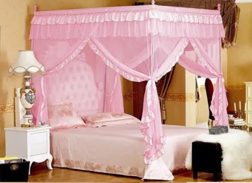 

4 Corners Post Bed Curtain Canopy Mosquito Net Twin-XL Full Queen Cal King Size With Bracket