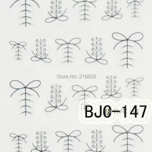 Блеск для ногтей 22 листа/лот 3D Блеск Черный Белый латше лук Водные Наклейки для ногтей Дизайн ногтей перевод рисунка наклейки украшения BJC144-154