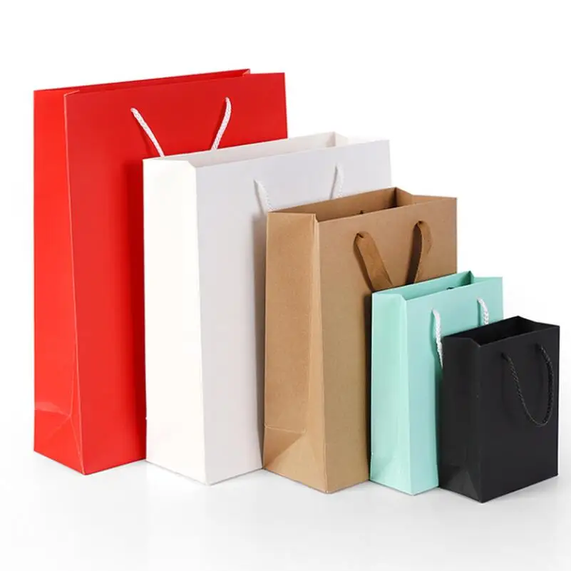 20 Pcs/lot Vertical Thick Kraft Paper Bag with Handles Multi function
