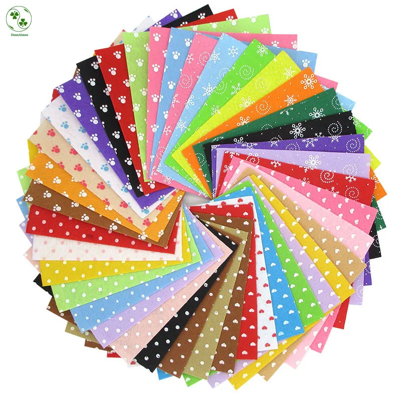 

40Pcs/Lot Pattern Fabric Heart Dot Felt Cloth Nonwoven DIY Handmade Sewing Fabric Felt Mixed 4 Styles 15X15CM
