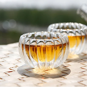 

Whiskey Cup Glass Tea Mugs Tumbler Caneca Pumpkin Shape Water Decanter Lucid Glass Cups Small Tableware Drink-ware 50ml 3pcs/set