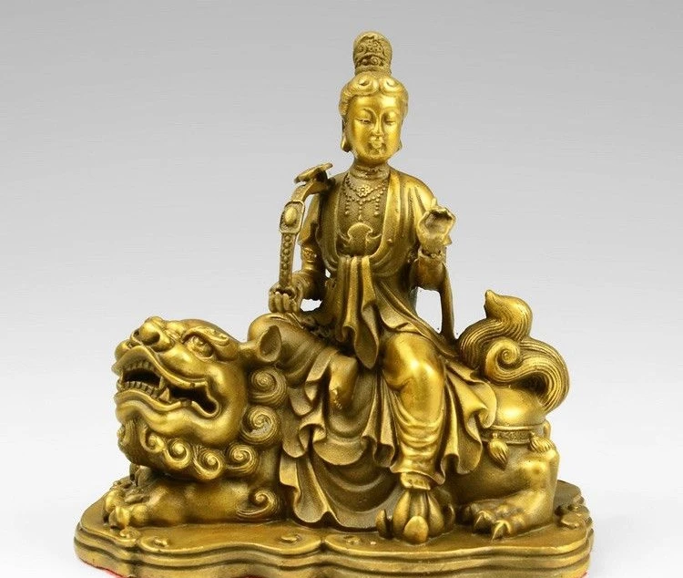 10 Tibet Brass Ruyi Manjusri Kwan yin Guanyin Bodhisattva Fu Foo Dog