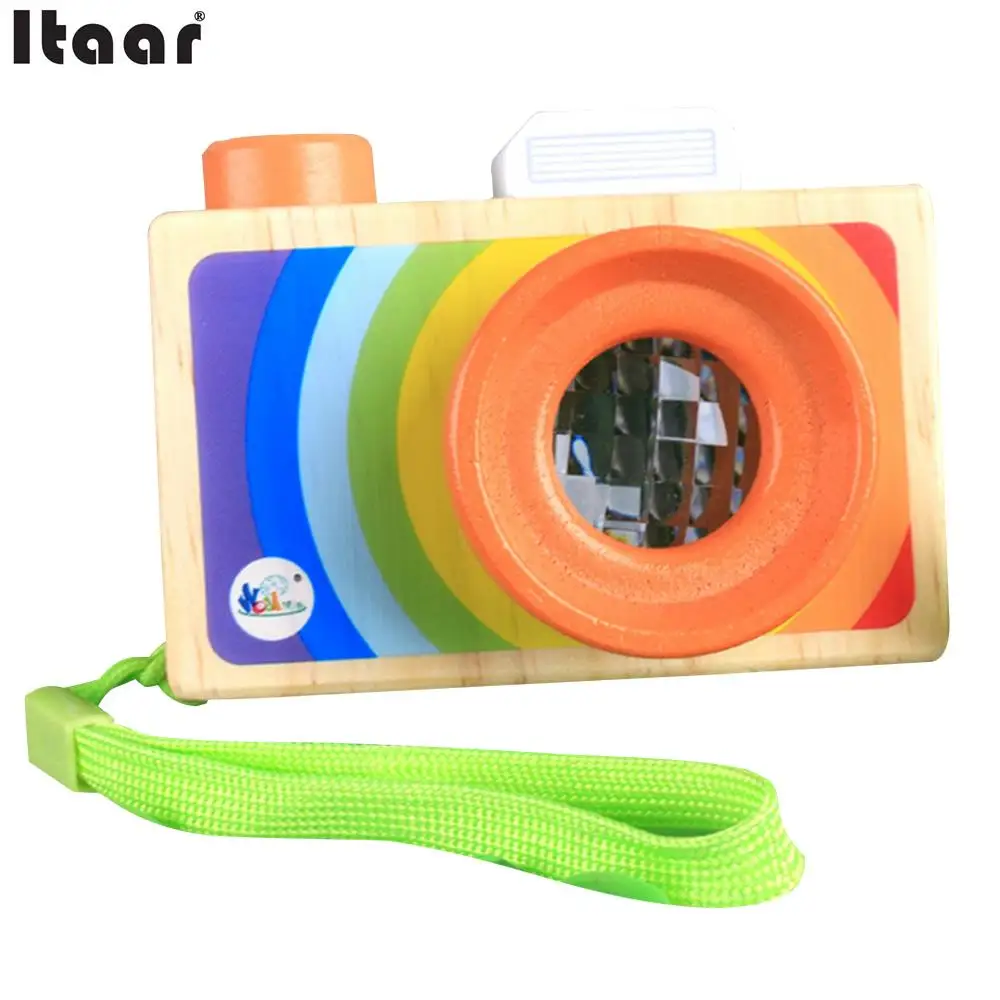 Simulation Kaleidoscope Picture Lens Wooden Camera Pretending Toys Kids