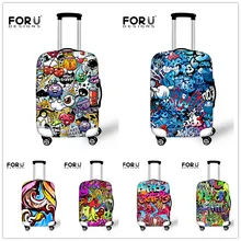 FORUDESIGNS/эластичные дорожные аксессуары для 18-30 дюймов чемодана забавные граффити водонепроницаемый чемодан защитный чехол для чемодана