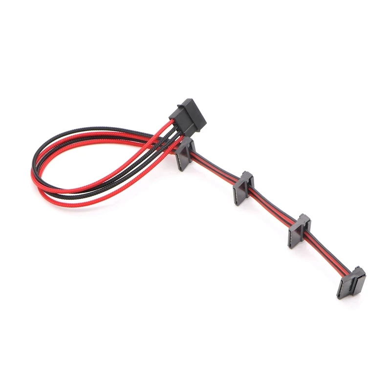 

Multicolor Single Sleeved IDE Molex 4Pin to 4x SATA 15Pin Power Supply Adapter Cable.