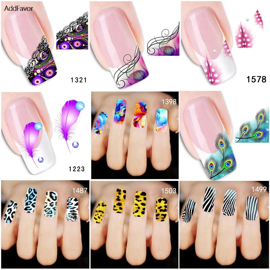 

AddFavor 4Pc Nail Sticker Animal Skin Feather Pattern Nail Art Decal Water Transfer DIY Fingernail Foil Manicure Decoration Tool