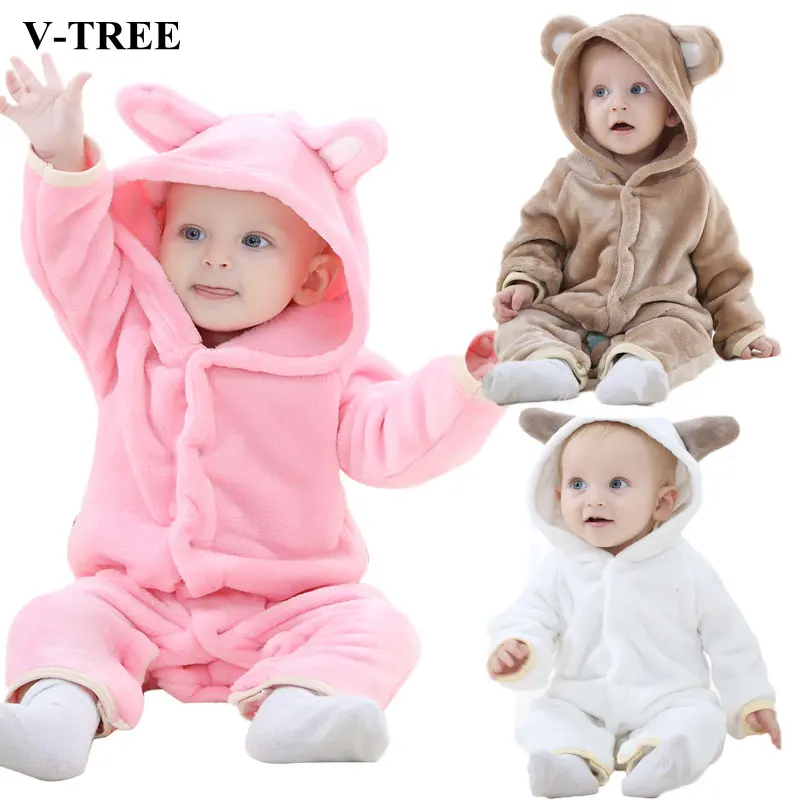 

Winter Fleece Baby Rompers New Born Baby Clothes Cartoon Winter Jumpsuit Infant Sleepers Clothing Toddler Overalls Snowsuit