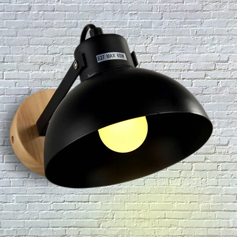 

Simple Fashion Modern Wall Sconce Iron Wood LED Wall Light Fixtures For Aisle Home Indoor Lighting Bedside Wall Lamp