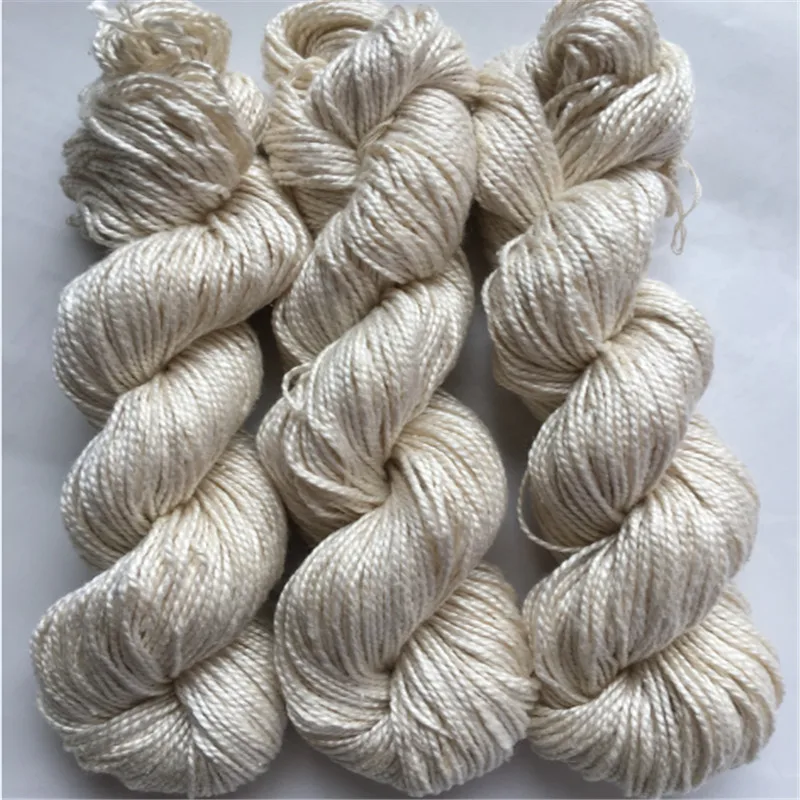 undyed natural white silk yarn 100 mumberry silk yarn hand knitting