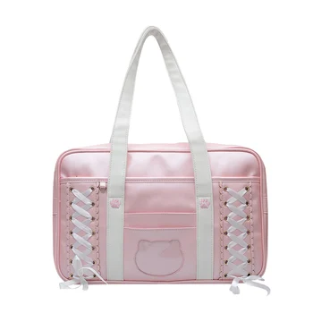 

Hight School Student Japanese JK Uniform Bag Cute Cat Head Cat Claw Handbag Lolita Crossover Strap Bow Shoulder Bag Cosplay