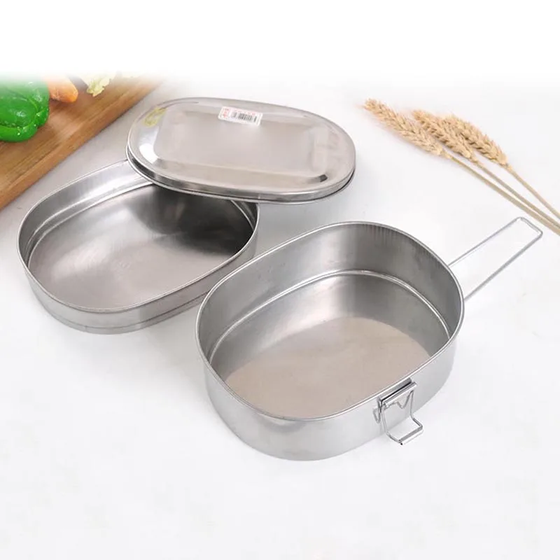 

Double layer Stainless Steel Picnic Lunch Box Case Bento Food Container 17 x 13 x 7.5cm TB Sale