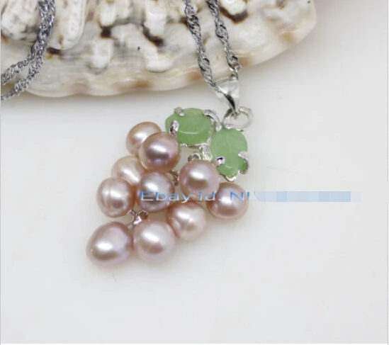 

FREE SHIPPING>>>@@ SA nice natural lilac pearl green crystal grape pendant necklace fashion jewelry