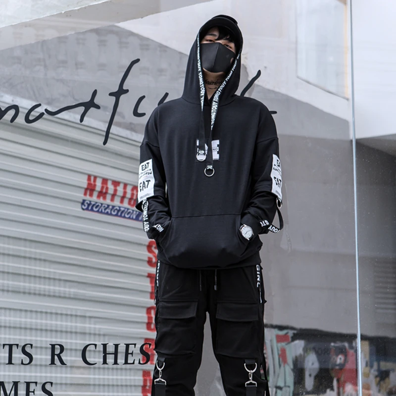 Свитшот Swag мужской с капюшоном стильный худи ленточным принтом и надписью в