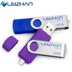 LEIZHAN USB флеш-накопитель 128 ГБ Флешка USB 3,0 накопитель 64 Гб OTG адаптер микроперо накопитель 32 ГБ 16 ГБ 8 ГБ 4 ГБ флэш-накопитель