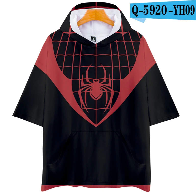 

2019 New Movie Spiderman Far From Home T Shirt Hooded Short Sleeve Tees Spiderman Costume Film T Shirt Peter Parker Movie Tshirt