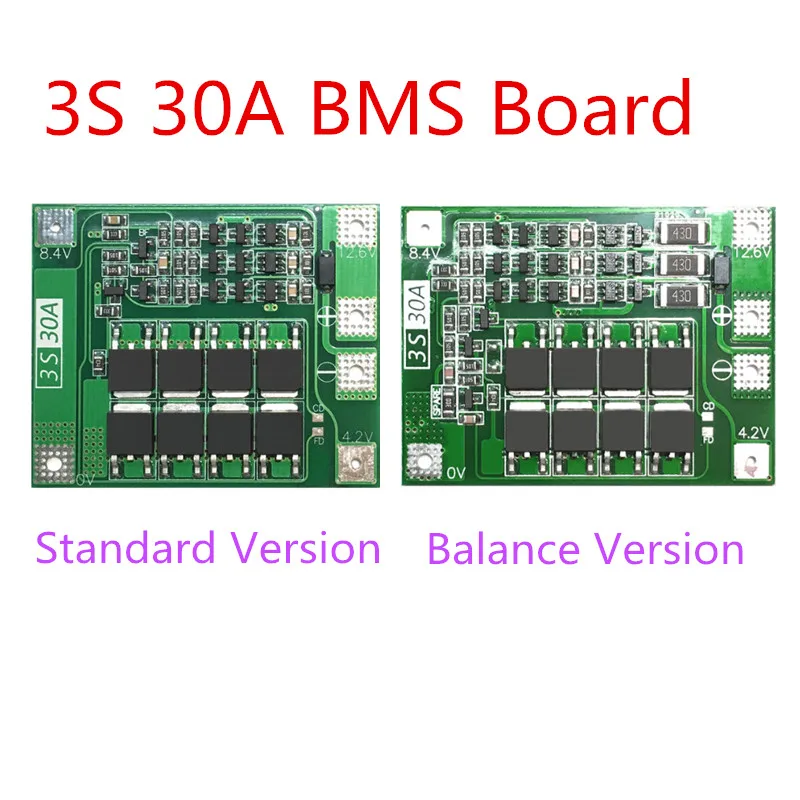 3S 30A BMS плата баланс тока 11,1 В 12,6 в 18650 литиевая батарея Защитная плата с выравниванием привода сверла 30A ток