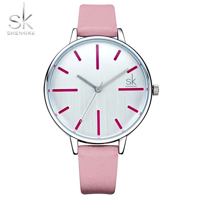 SK простой стиль женские кварцевые повседневные часы брендовые модные кожаные женские часы Relogio Feminino для девушек женские наручные часы - Цвет: pink