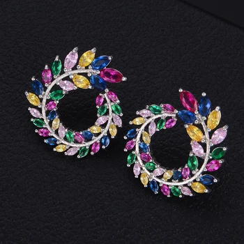 

GODKI 27mm Famous Design Feather Olive Branch Leaf Full Cubic Zirconia Engagement Wedding Party Nightclub Earring Jewelry