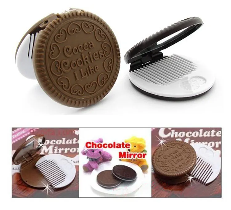 

1pc Free Shipping Christmas Cookie Chocolate Shape Design Makeup Cosmetic Lovely Mirror Comb Gift