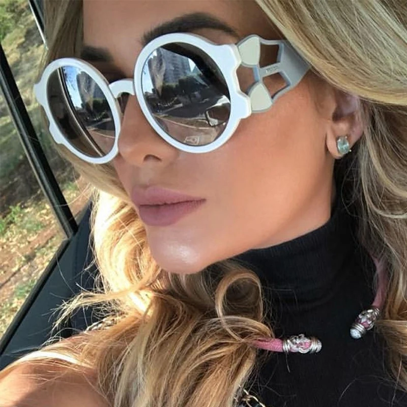 

New Round Modern Sunglasses Women Oversized Luxury Brand Big Frame Lady Sun Glasses White Fashion Circle Lens Eyewear Vintage