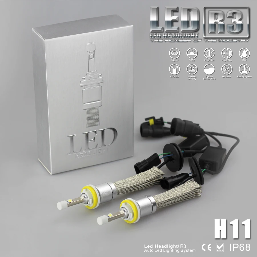 

YUMSEEN H8 H9 H11 H16 Super Bright 9600lm JP White 6000K Car LED Headlight Conversion Kit XHP-50 4800lm Bulb (H8/H9/H11)