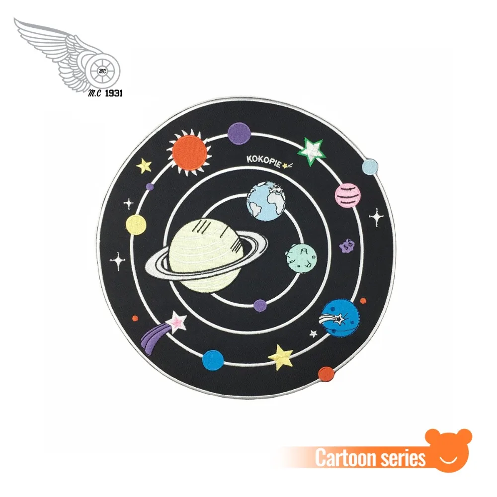 

Full back size Space planet biker patch embroidery iron on cartoon patches for clothing jacket motorcycle accessories