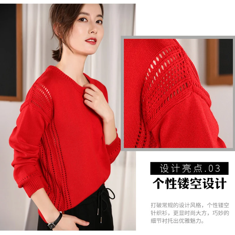 ZEHANGSEA-Knitted Women's Openwork Sweater Long Sleeve Tops Solid Color Pullover 2019 Korean Sweater Autumn Winter-Free shipping