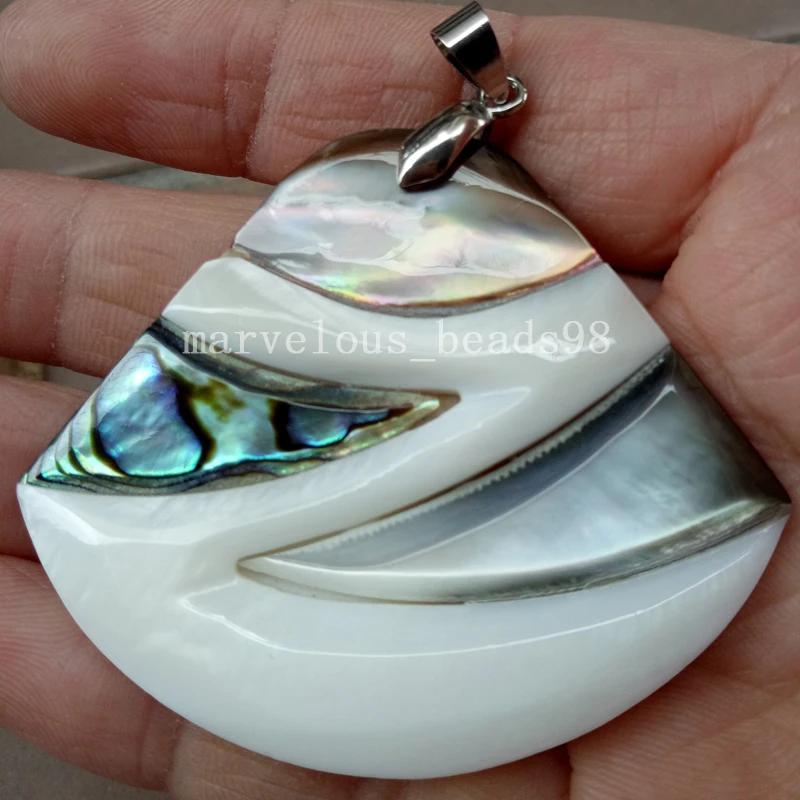 

Free Shipping Fashion Jewelry 43x53mm New Zealand Abalone Shell Art Women Men Pendant Bead MC4406