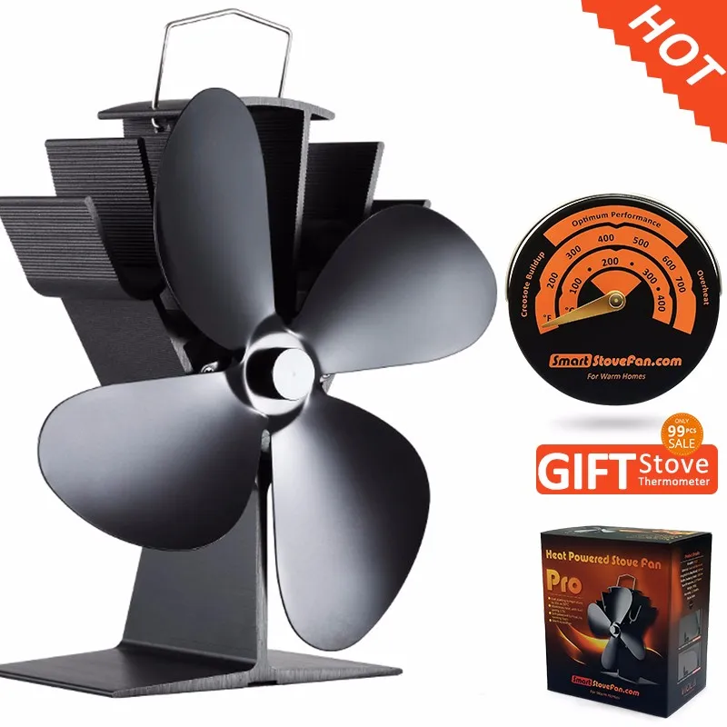No Running Cost Heat Powered Stove Fan with Gift Magnetic Stove Thermometer (2)