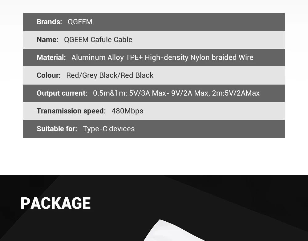 QGEEM usb type-C кабель USB-C быстрой зарядки мобильного телефона USB кабель для samsung Galaxy S8 huawei mate 20 Xiaomi usb type-C