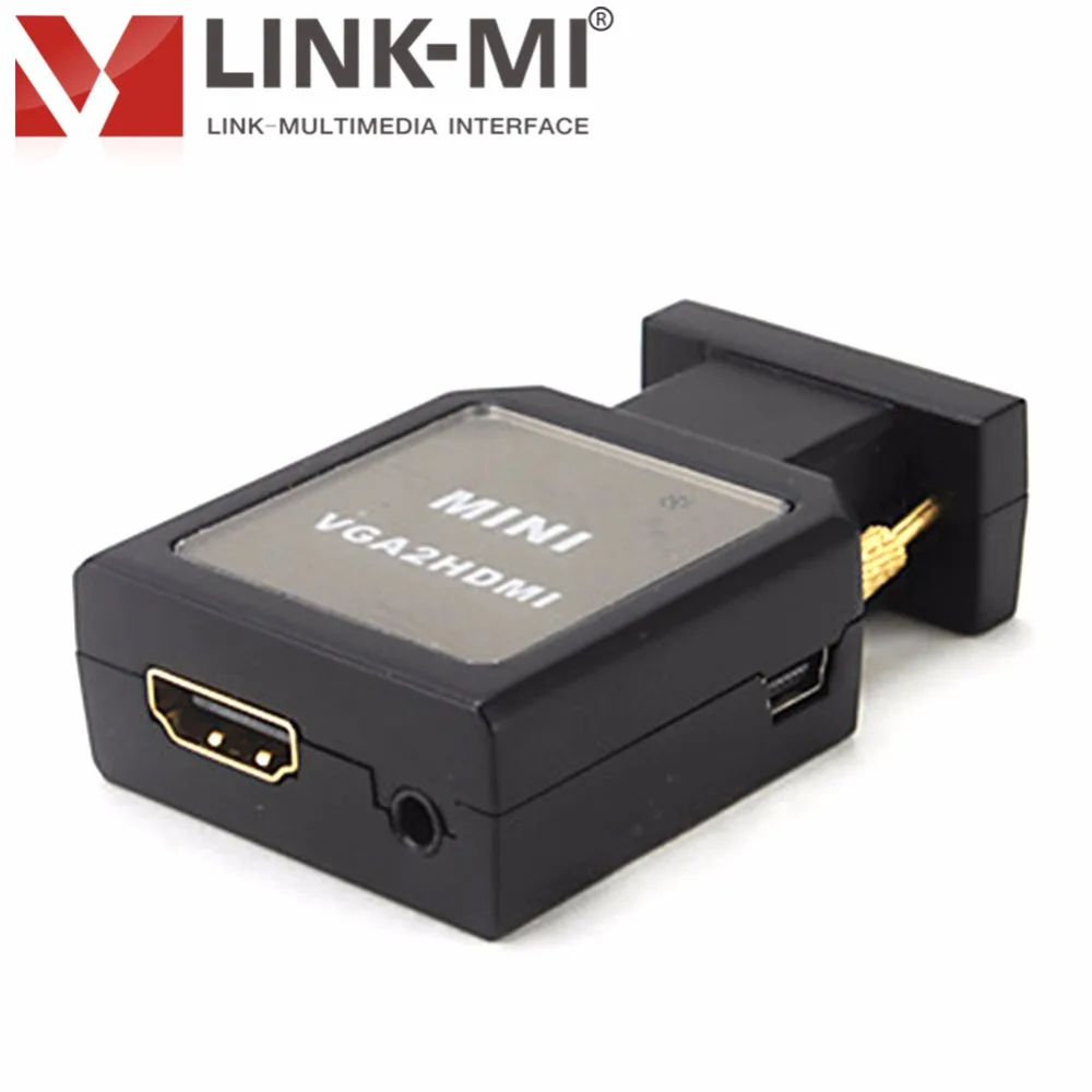 LINK-MI VH05 Mini HD VGA to HDMI Converter+3.5mm Audio Video Adapter to HDTV or DVI monitor automatically VGA to HDMI adapter