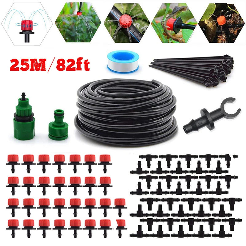 

25M Garden Automatic Pouring Drip Irrigation System Garden Irrigation Kit Adjustable Drip Spray Watering Irrigation Set