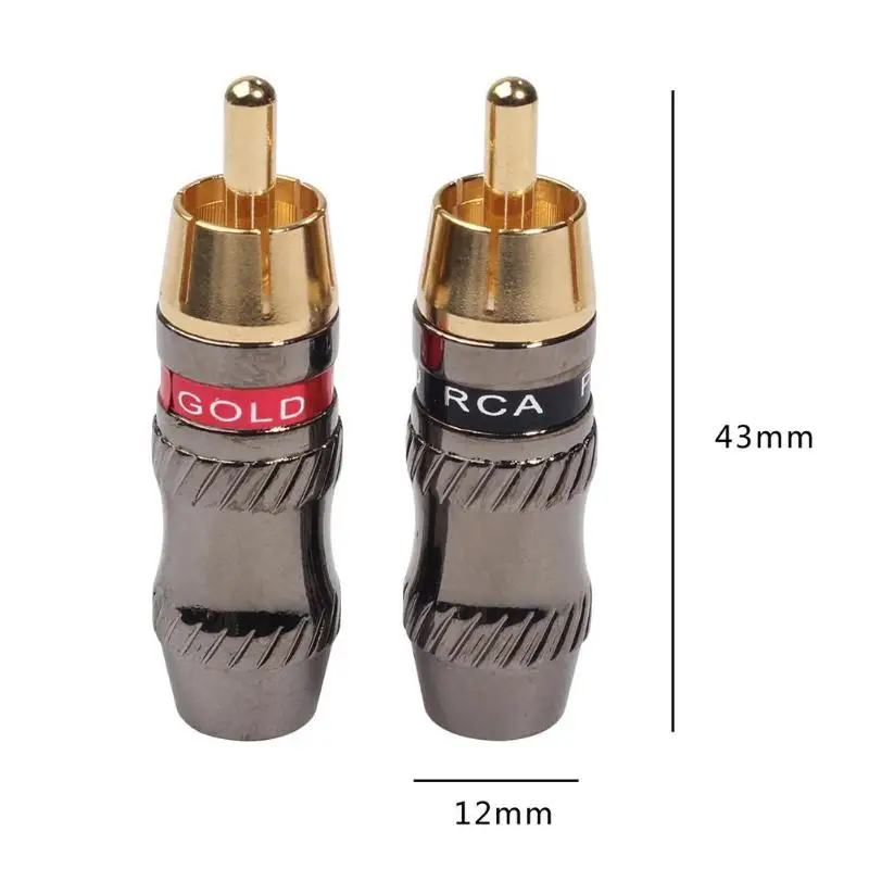 1 пара позолоченный RCA штекер аудио кабель пайка Мужской Разъем адаптеры для ручного DIY аудио линии коаксиальный кабель видеокабель