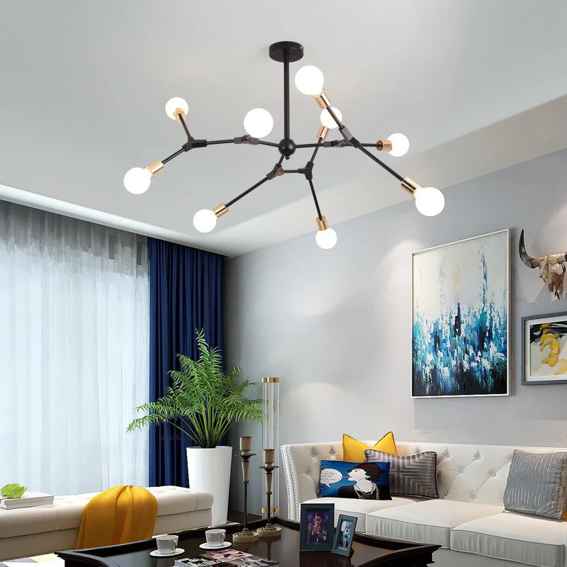 

Postmodern Black/Golden colour LED twig ceiling light living room illumination bedroom fixtures Iron art Energy saving lamps
