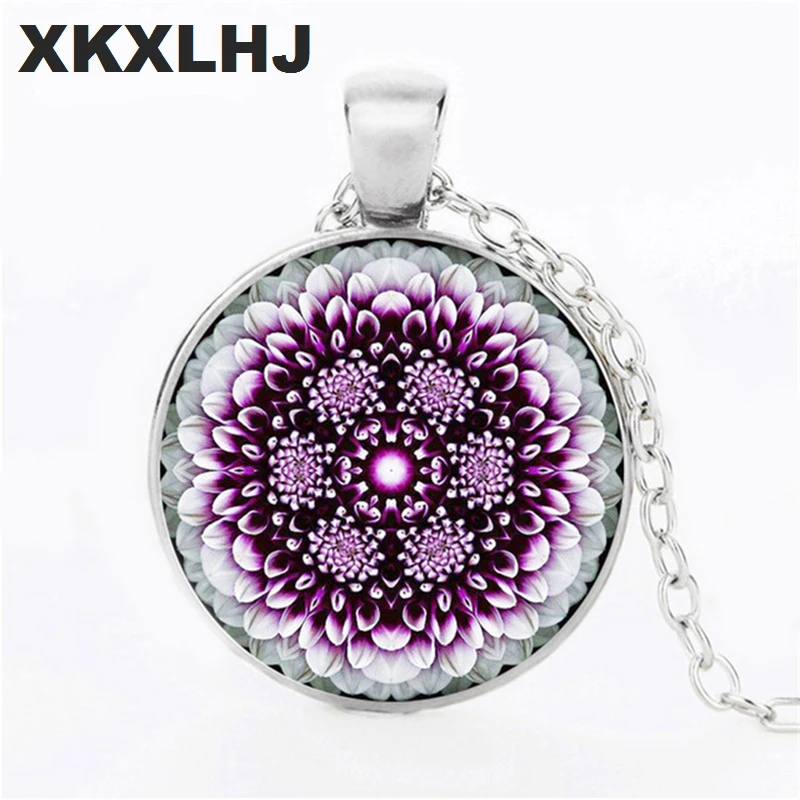 

Fashion Flower of Life Necklace Om Yoga Chakra Pendant Mandala Necklace Fashion Glass Dome Sacred Geometry Women Jewelry