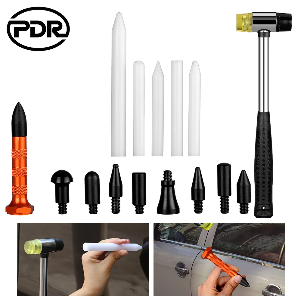 PDR Tools Car Body Repair Tool Dent Removal Rubber Hammer with 9 Knock Tap Down Pen Nylon Pen