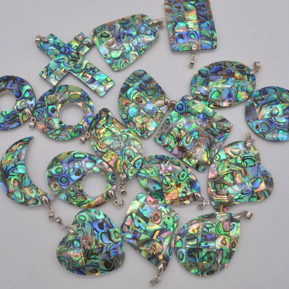 

Natural New Zealand Abalone Shell Bead GEM Pendant Fashion Jewelry S050-S066