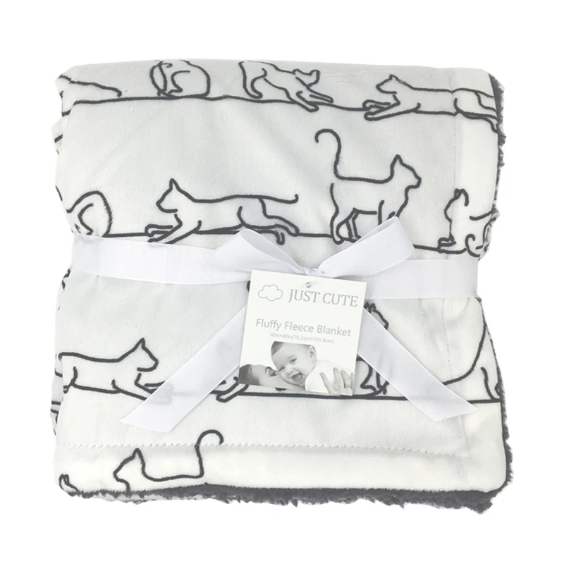 JUST CUTE Cartoon Baby Blanket Newborn Thick Double Layer Baby Swaddle Blanket Stroller Popular Wrap Mantas Para Bebe (6)