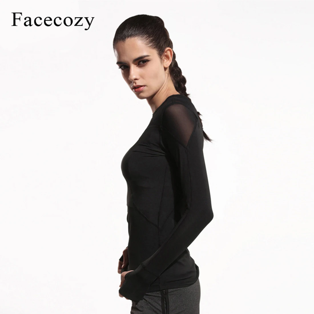 Facecozy Женская компрессионная рубашка для фитнеса и йоги женские топы спортивный