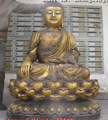 

Large Tibet Buddhist Temple old Bronze gild Sakyamuni Tathagata Buddha Statue